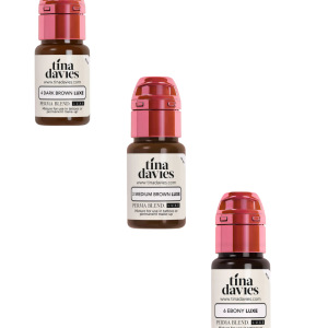 Kit de 3 Pigmentos Para PMU Perma Blend Luxe - Tina Davies Medium brown, Dark Brown y Ebony Luxe 15 ml